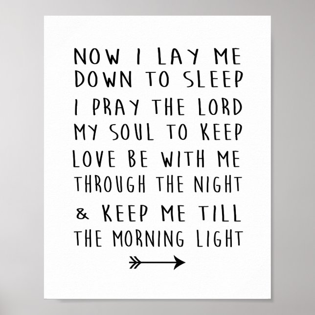 Modern Nursery Print Child's Bedtime Prayer (Front)