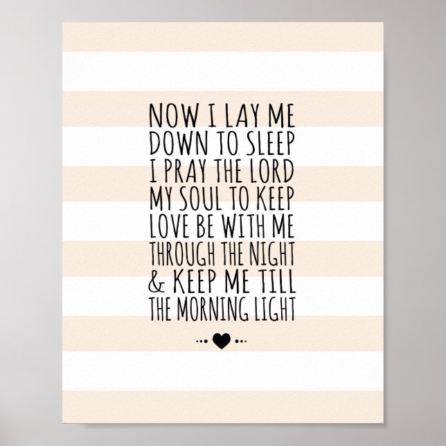 Modern Nursery Wall Art Child's Prayer Print (Front)