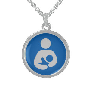 Modern Nursing Breastfeeding Symbol Design Sterling Silver Necklace