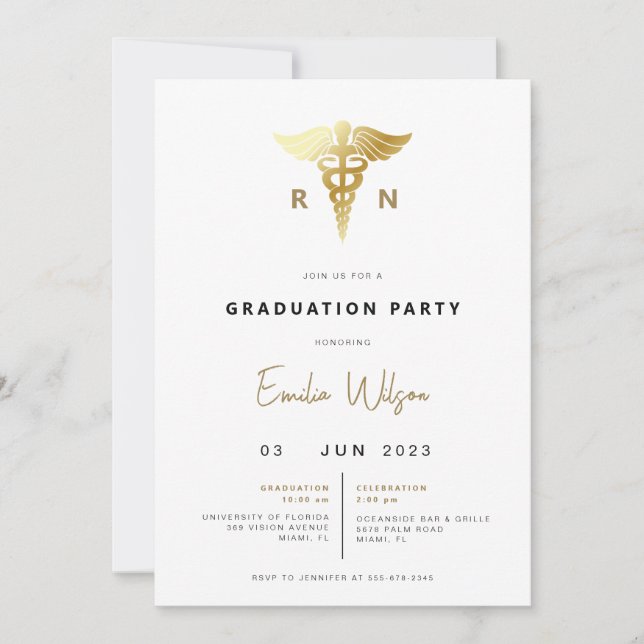 Modern Nursing School Graduation Party Invitation (Front)