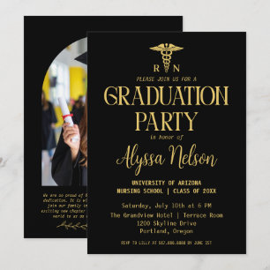 Modern Nursing School Graduation Party Photo Invitation