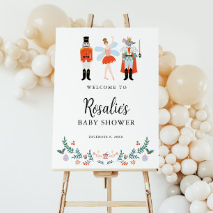 Modern Nutcracker Christmas Baby Shower Welcome Foam Board