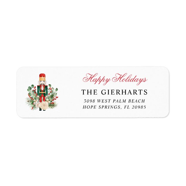 Modern Nutcracker Christmas Holiday Return Address Label (Front)