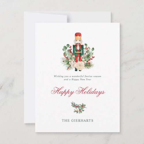 Modern Nutcracker Foliage Happy Holidays Holiday Card