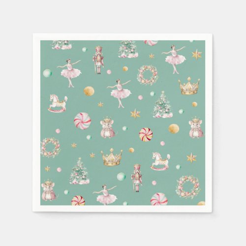 Modern Nutcracker Girls Birthday Party Napkins