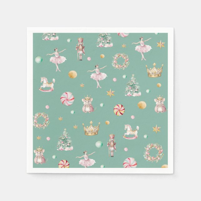 Modern Nutcracker Girls Birthday Party Napkins (Front)