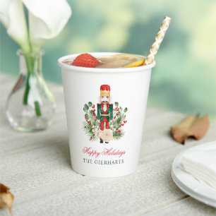 Modern Nutcracker Happy Holidays Custom Christmas Paper Cups