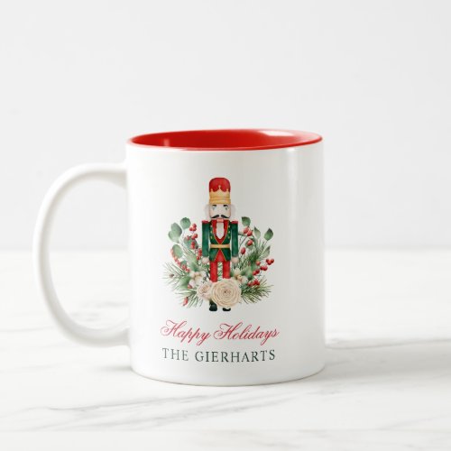 Modern Nutcracker Happy Holidays Custom Christmas Two_Tone Coffee Mug