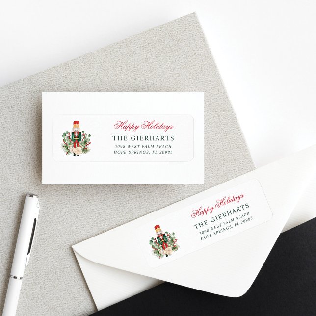 Modern Nutcracker Happy Holidays Return Address Label (Christmas Nutcracker Family Return Address Label)