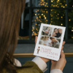 Modern Nutcracker Merry Typography 3 Photo  Holiday Card<br><div class="desc">It's that time of year again – Christmas time! Look no further than this modern and trendy Christmas card to share your family's joy and message of love. The festive typography in burgundy stands out on the card and is accented by a watercolor nutcracker, bringing three of your favorite family...</div>