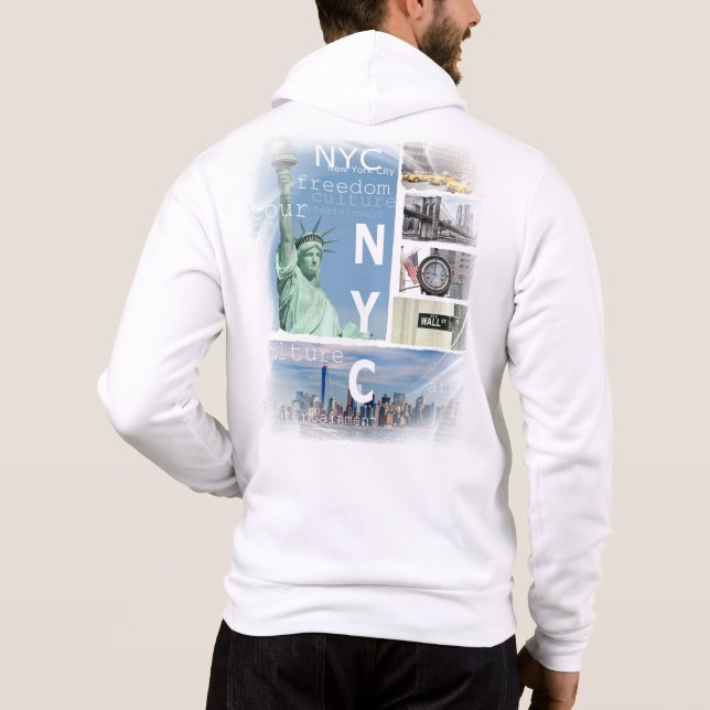 Modern Nyc Manhattan New York City Liberty Statue Hoodie (Back)