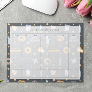 Modern NYC Pattern Dark Gray Monthly Planner Name Notepad