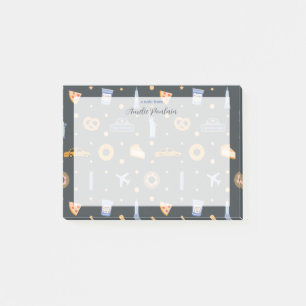 Modern NYC Pattern Dark Gray Name Post-it Notes