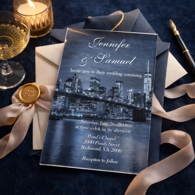 Modern NYC Skyline Elegance  Acrylic Invitations (Creator Uploaded)