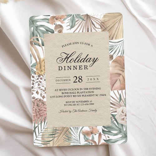 Modern Oasis Flowers  Leaves Kraft Frame Invitation