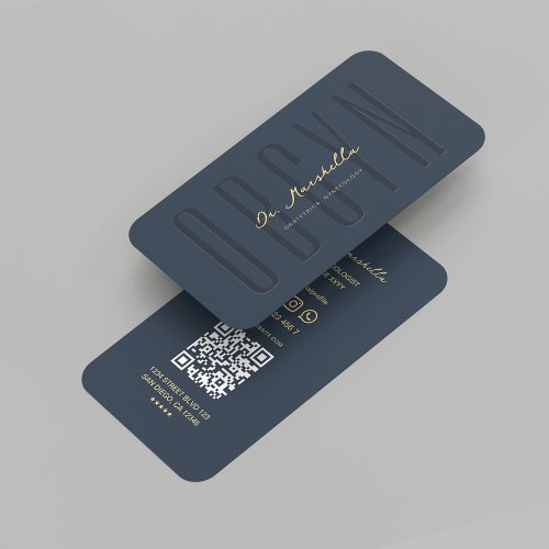 Modern OBGYN Obstetrics Gynecologist Dark Blue Business Card