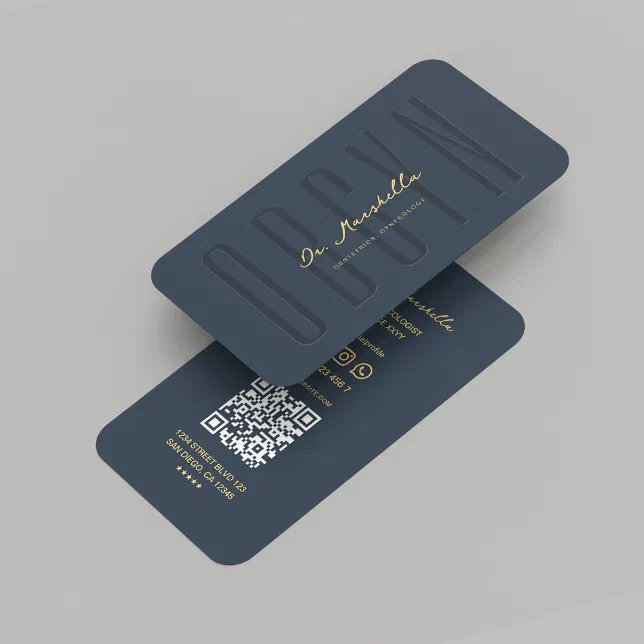 Modern OBGYN Obstetrics Gynecologist Dark Blue Business Card | Zazzle
