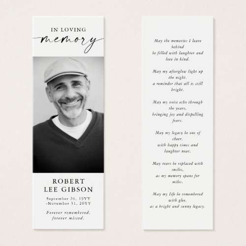 Modern Obituary Photo Funeral Memorial Bookmark