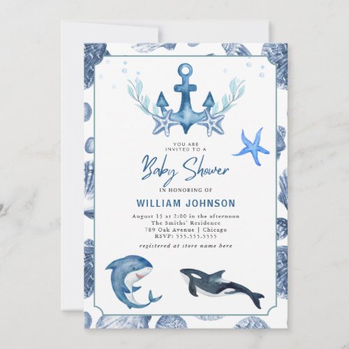 Modern Ocean Baby Shower Invitation