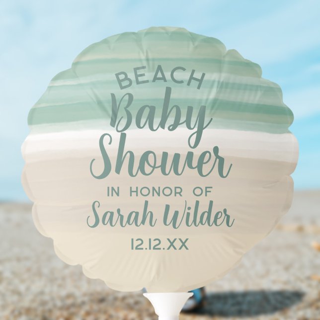 Modern Ocean Beach Baby Shower Balloon (A balloon for your beach baby shower. Just add your name and date)