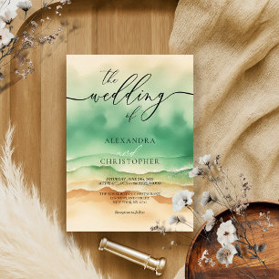 Modern Ocean Beach Watercolor Sunny Invitation