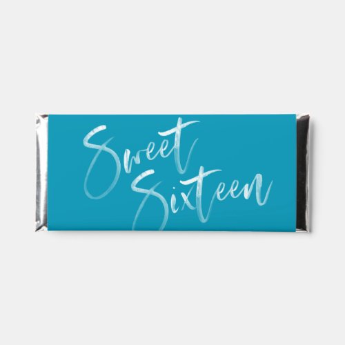 Modern Ocean Blue Brush Script Sweet 16 Birthday Hershey Bar Favors