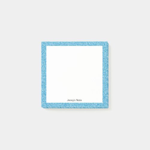 Modern Ocean Blue Glitter Effect Background Name   Post_it Notes