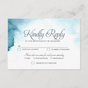 Modern ocean blue ombre watercolor RSVP card