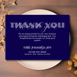 Modern ocean blue Traditional Funeral Thank You Card