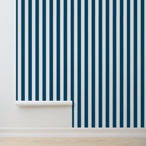 Modern Ocean Blue White Striped Wallpaper Wallpaper
