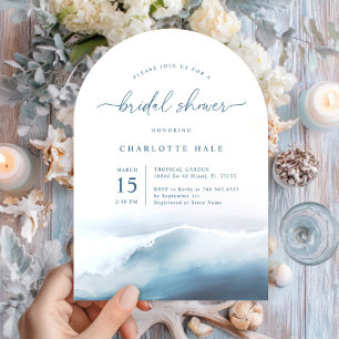 Modern Ocean Bridal Shower  Beach Invitation