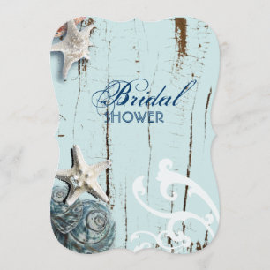modern ocean SeaShells Beach bridal shower Invitation