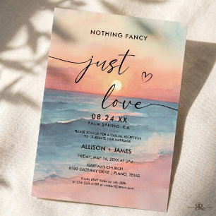 Modern Ocean Sunset Watercolor Beach Invitation