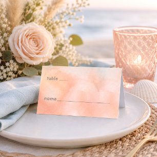 Modern Ocean Sunset Watercolor Beach Wedding Place Card