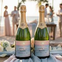Modern Ocean Sunset Watercolor Beach Wedding