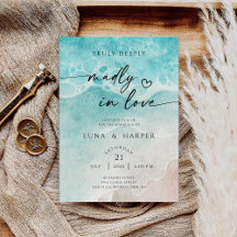 Modern Ocean Tide Watercolor Beach Wedding