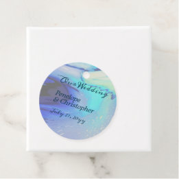 Modern Ocean Water Blue Abstract Beach Wedding Favor Tags