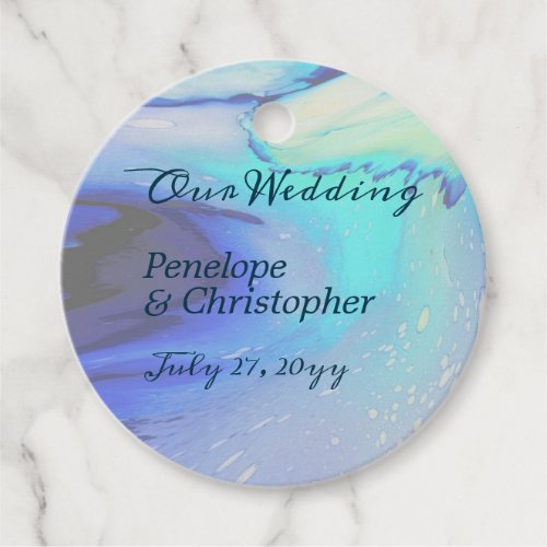 Modern Ocean Water Blue Abstract Beach Wedding  Favor Tags