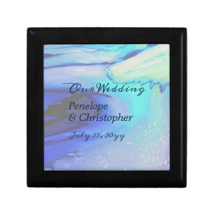 Modern Ocean Water Blue Abstract Beach Wedding Gift Box