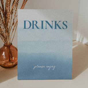 Modern Ocean Watercolor Baby Shower Drinks Pedestal Sign