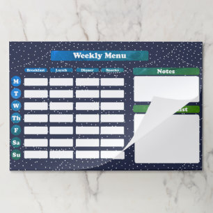 Modern Ocean Waves Weekly Meal Planner Paper Pad