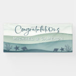 Modern Ocean Wedding Congratulations Banner