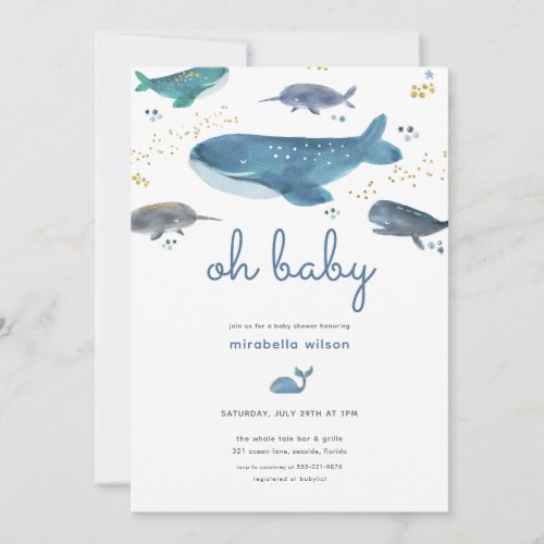 Modern Ocean Whale Baby Shower Invitation