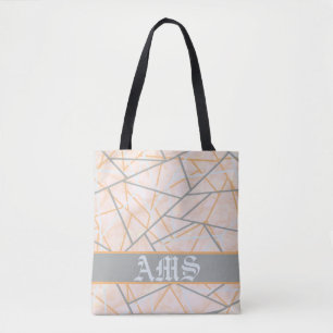 Modern Ocher and Gray Geometric Lines Tote Bag