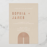Modern Ochre Orange Boho Arch Wedding  Foil Invitation<br><div class="desc">Modern Foil Boho Arch Wedding Foil Invitation in ochre orange with real foil accents,  fully customizable text and background colors give you full control over this wedding invitation template. The perfect gold foil wedding invitation for a summer wedding,  boho wedding or desert wedding.</div>