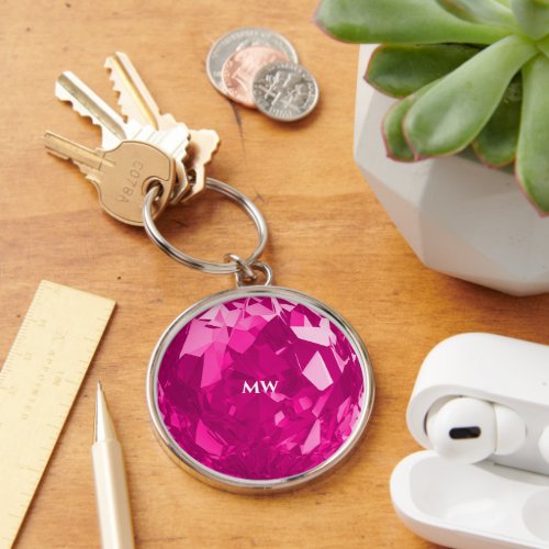 Modern October Birthstone Rose Pink Sapphire  Keychain