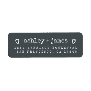Modern Off-Black Wedding Return Address Label