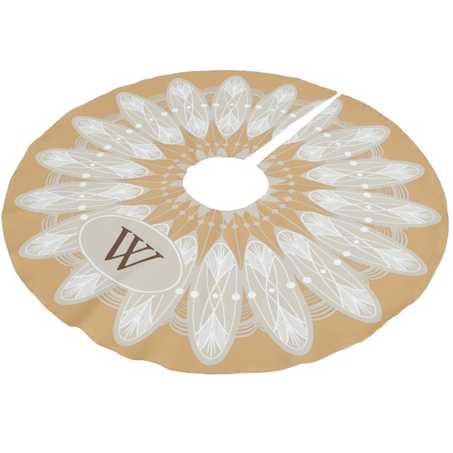 Modern Off-white Lace Personalized Brushed Polyester Tree Skirt (Angled)