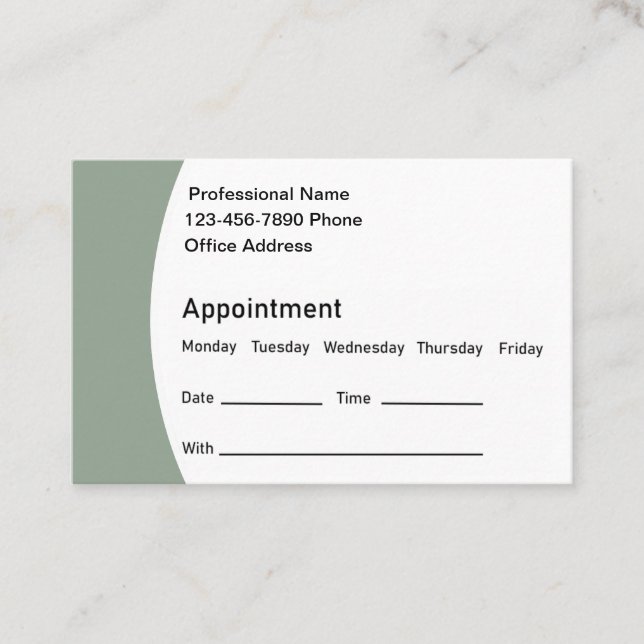 Modern Office Appointment Reminder Business Cards (Front)