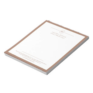 Modern office brown and white monogram lawyer notepad